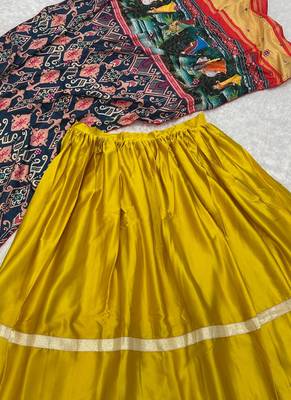 Yellow Satin silk blend lehenga Choli 2