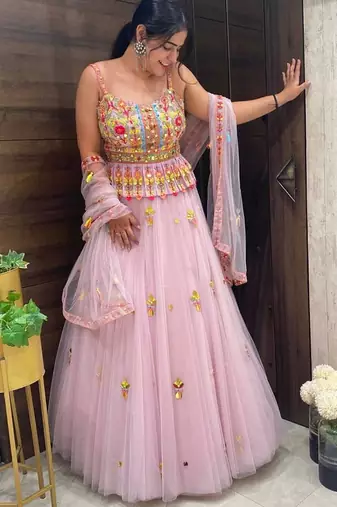 Light Pink Net lehenga Choli