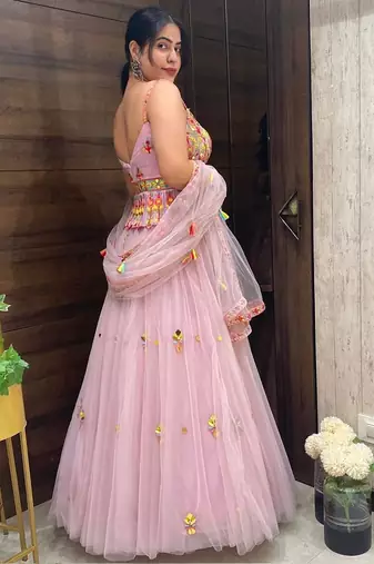 Light Pink Net lehenga Choli