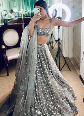 Grey Kasturi Crepe silk blend Lehenga Choli 1