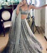 Grey Kasturi Crepe silk blend Lehenga Choli