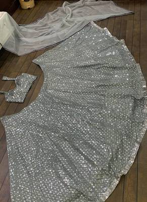 Grey Kasturi Crepe silk blend Lehenga Choli 2
