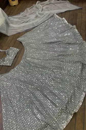 Grey Kasturi Crepe silk blend Lehenga Choli