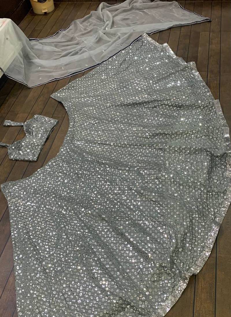 Grey Kasturi Crepe silk blend Lehenga Choli