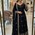 black color embroidery sequin work satin silk blend gown set
