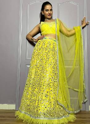 Yellow Georgette lehenga Choli 1