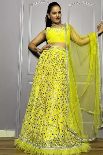 Yellow Georgette lehenga Choli