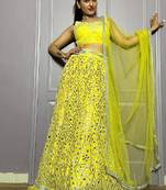 Yellow Georgette lehenga Choli