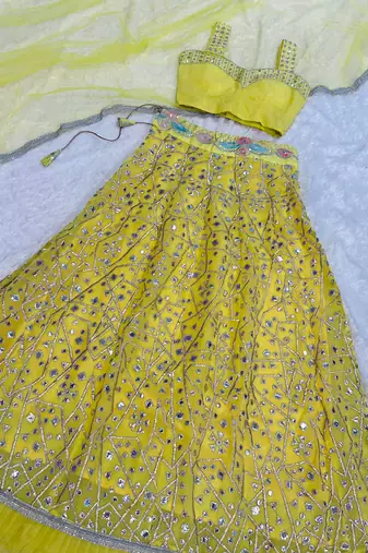 Yellow Georgette lehenga Choli