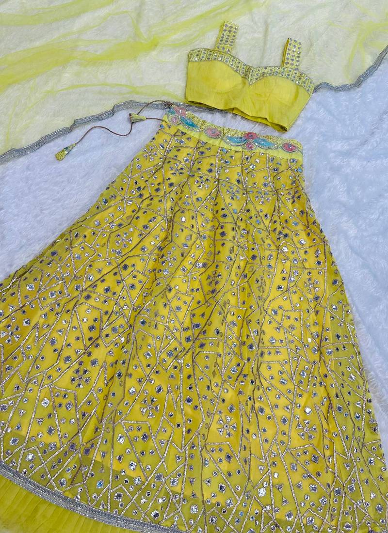 Yellow Georgette lehenga Choli