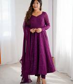  embroidery georgette flared anarkali pant and dupatta set