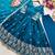 teal color embroidery sequin work satin silk blend gown set