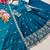 teal color embroidery sequin work satin silk blend gown set