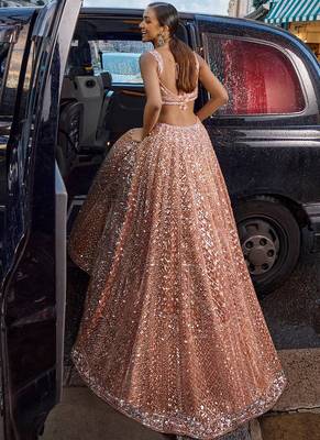 Peach Net silk blend lehenga Choli 2