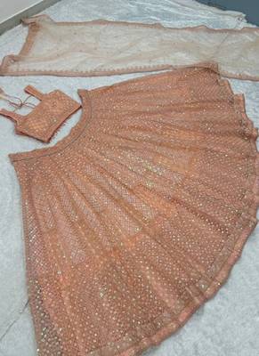 Peach Net silk blend lehenga Choli 3