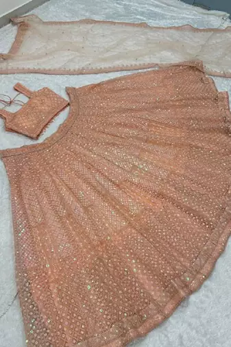 Peach Net silk blend lehenga Choli