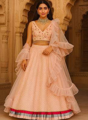 Beige Georgette lehenga Choli 1