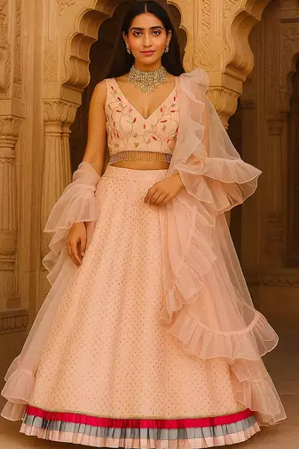 Beige Georgette lehenga Choli