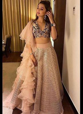 Peach Kasturi silk blend lehenga Choli 1