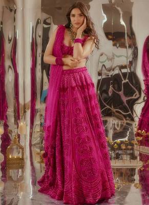 Pink Kasturi silk blend lehenga Choli 1