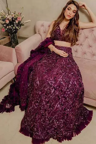 Wine Velvet lehenga Choli