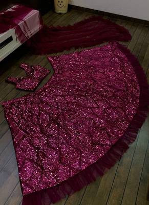 Wine Velvet lehenga Choli 2