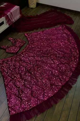 Wine Velvet lehenga Choli