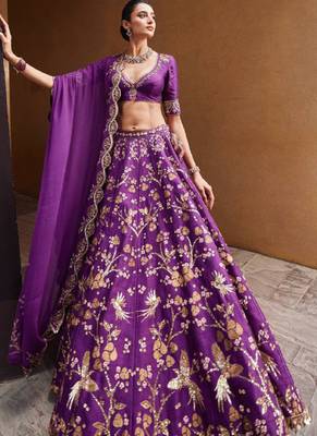 Purple Thai silk blend Lehenga Choli 1