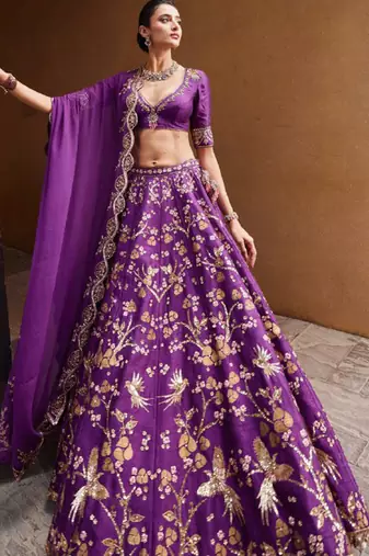 Purple Thai silk blend Lehenga Choli