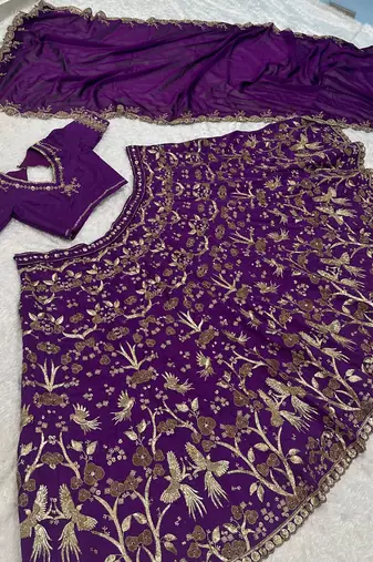Purple Thai silk blend Lehenga Choli