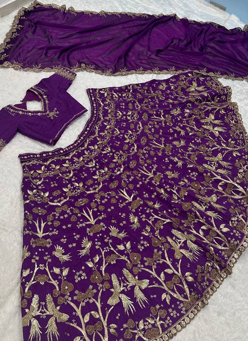 Purple Thai silk blend Lehenga Choli