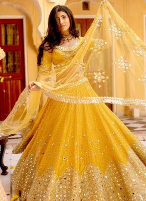 Yellow Georgette lehenga Choli 1