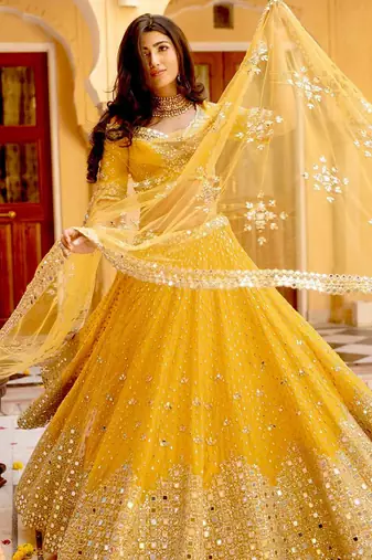 Yellow Georgette lehenga Choli