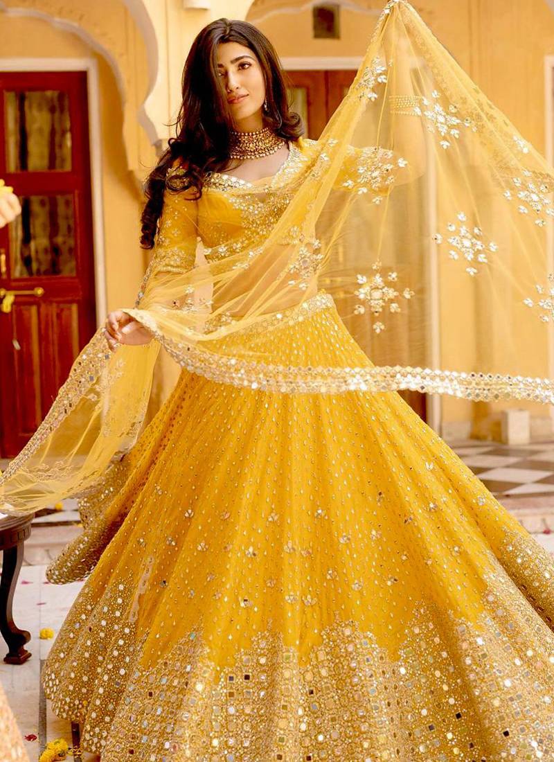 Yellow Georgette lehenga Choli