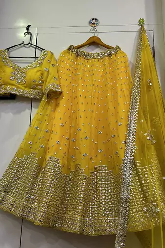 Yellow Georgette lehenga Choli