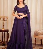 Purple Diamond Crush silk blend Lehenga Choli
