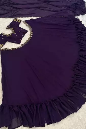Purple Diamond Crush silk blend Lehenga Choli