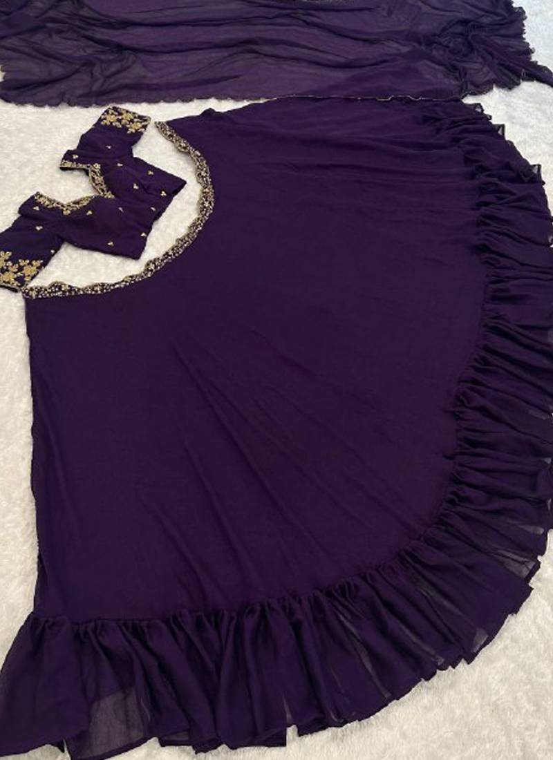 Purple Diamond Crush silk blend Lehenga Choli