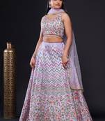 Lavender Satin silk blend Lehenga Choli