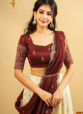 Maroon Shimmer Silk Lehenga Choli 2