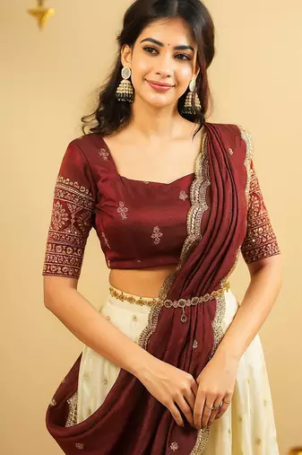 Maroon Shimmer Silk Lehenga Choli