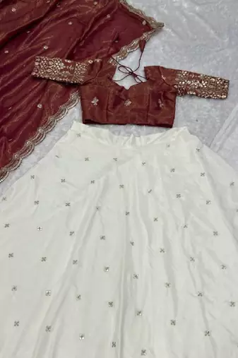 Maroon Shimmer Silk Lehenga Choli
