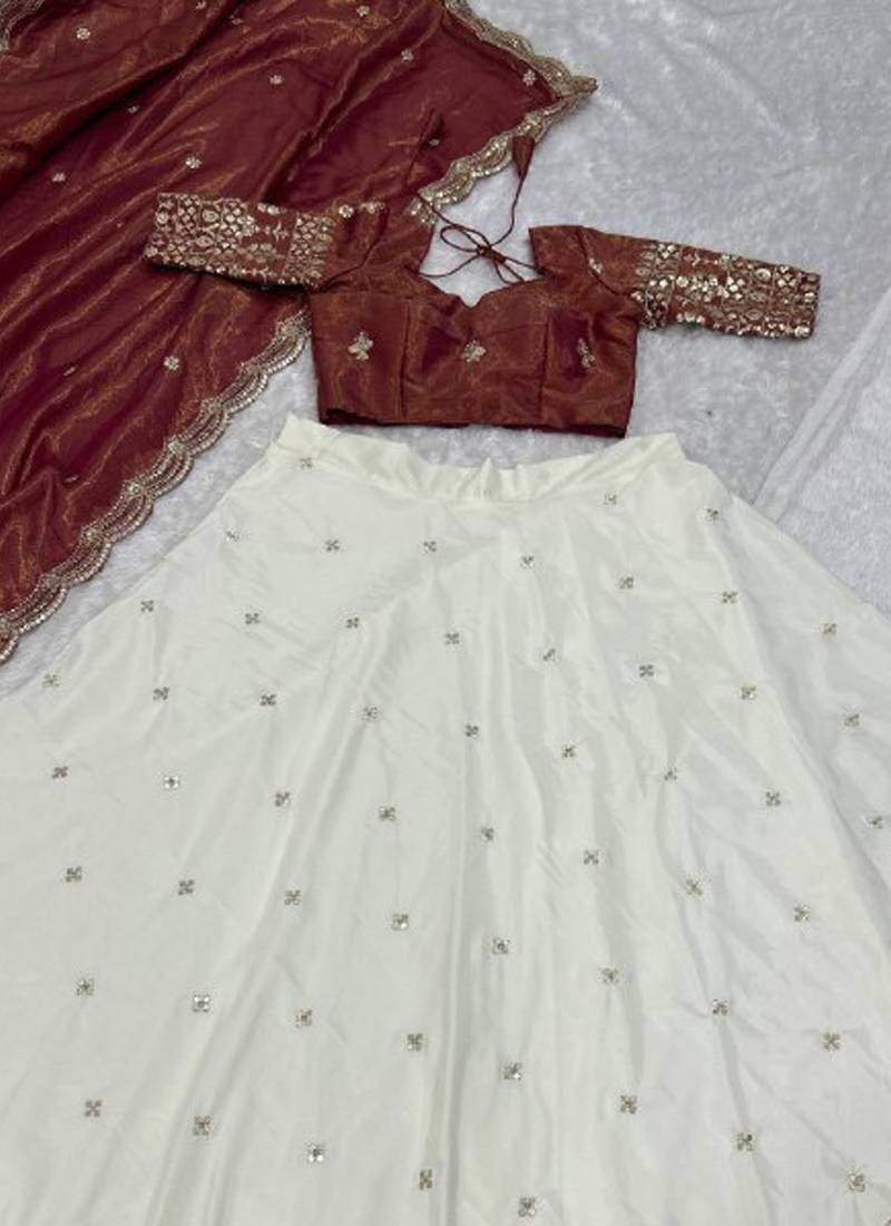 Maroon Shimmer Silk Lehenga Choli