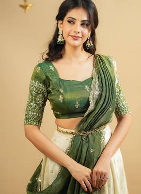 Green Shimmer silk blend Lehenga Choli 2