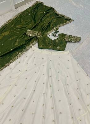 Green Shimmer silk blend Lehenga Choli 3
