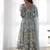  printed organza silk blend flared anarkali pant and dupatta set