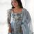  printed organza silk blend flared anarkali pant and dupatta set