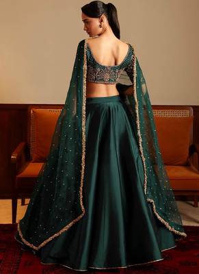 Green Malai Satin Lehenga Choli 2
