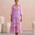 Lavender pink ombre embroidered mul chanderi dress