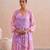 Lavender pink ombre embroidered mul chanderi dress